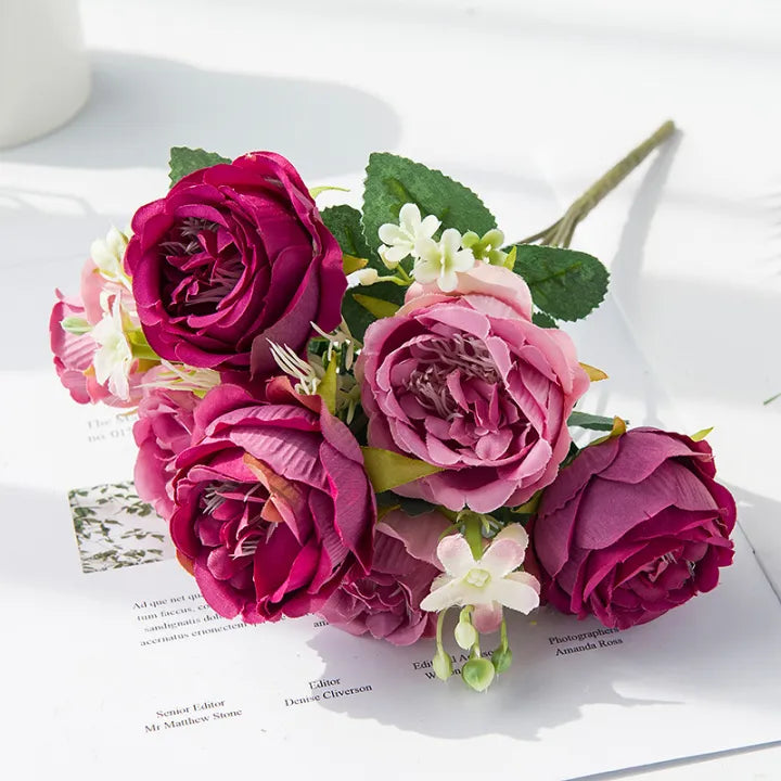 Garden Rose Dusty Rose 50 cm - Realistic Artificial Rose Stem with Elegant Dusty Rose Blooms - Perfect for Floral Arrangements, Bouquets, Wreaths, and Home Décor - Long-Lasting and Low Maintenance