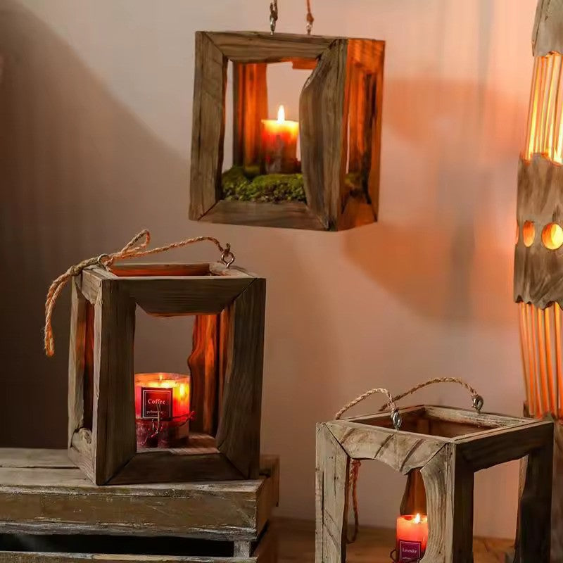 Candlestick with hanging design – paulownia wood quiet wind lamp, solid wood home stay decoration, indoor wind chime for soothing ambiance, elegant and natural touch for living room or bedroom décor.