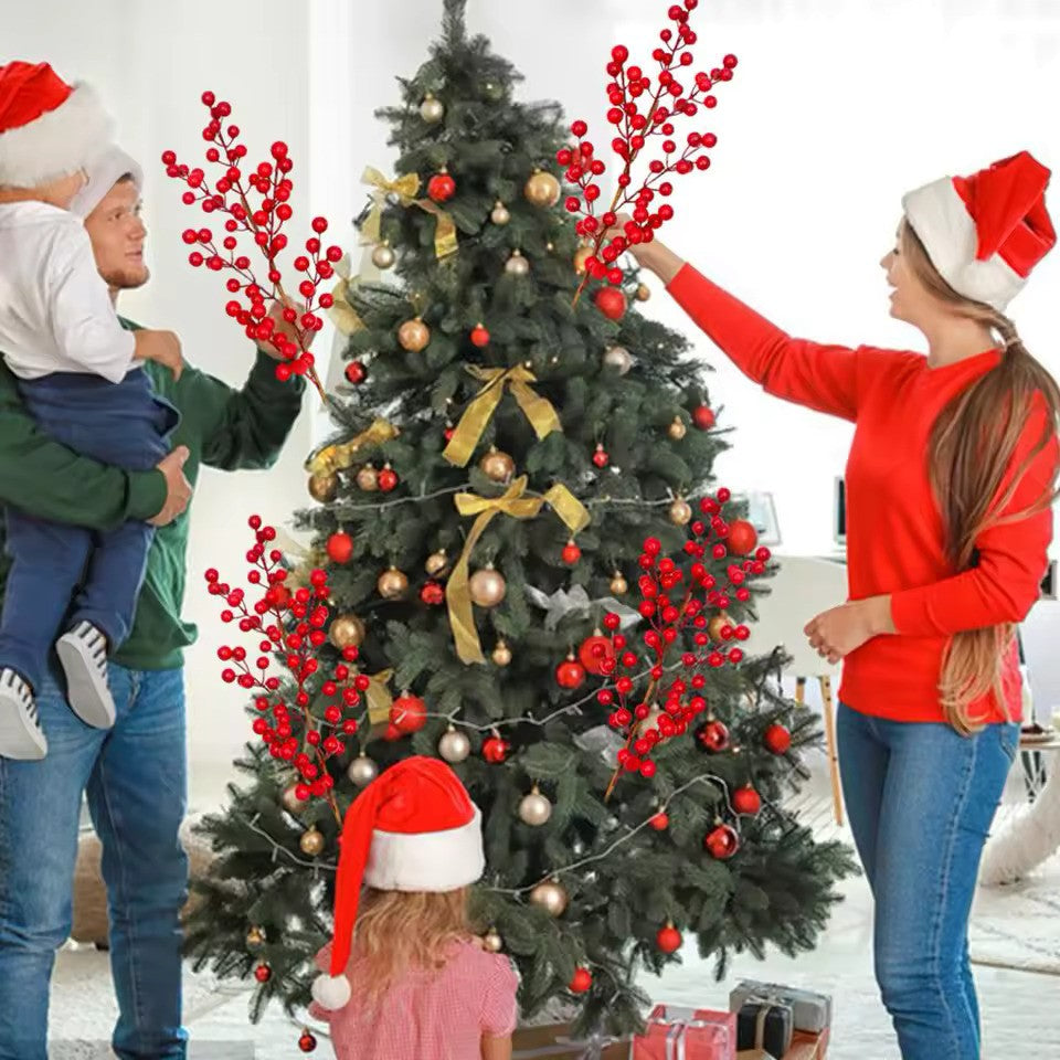 Red Berry Large Cluster Stem 76 cm – Festive Artificial Stem with Vibrant Red Berry Clusters – Perfect for Holiday Wreaths, Garlands, Floral Arrangements, and Seasonal Home Décor