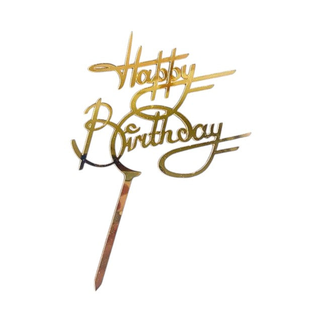 Happy Birthday Cake Decoration - Elegant Gold Topper for Birthday Cakes - Stylish and Reusable Party Decoration - Perfect for Celebrations, Anniversaries, and Special Occasions