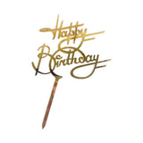 Happy Birthday Cake Decoration - Elegant Gold Topper for Birthday Cakes - Stylish and Reusable Party Decoration - Perfect for Celebrations, Anniversaries, and Special Occasions