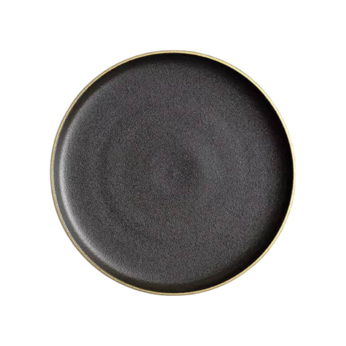 8-Inch Frosted Black Plate with Gold Rim Elegant Ceramic Dinnerware for Home and Restaurant Modern Matte Finish Scratch-Resistant and Durable for Everyday Use and Special Occasions
