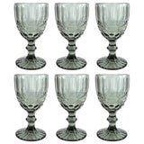 300ml Gray Victorian Vintage Wine Glass Set of 6 - Elegant Glassware for Wine and Drinks