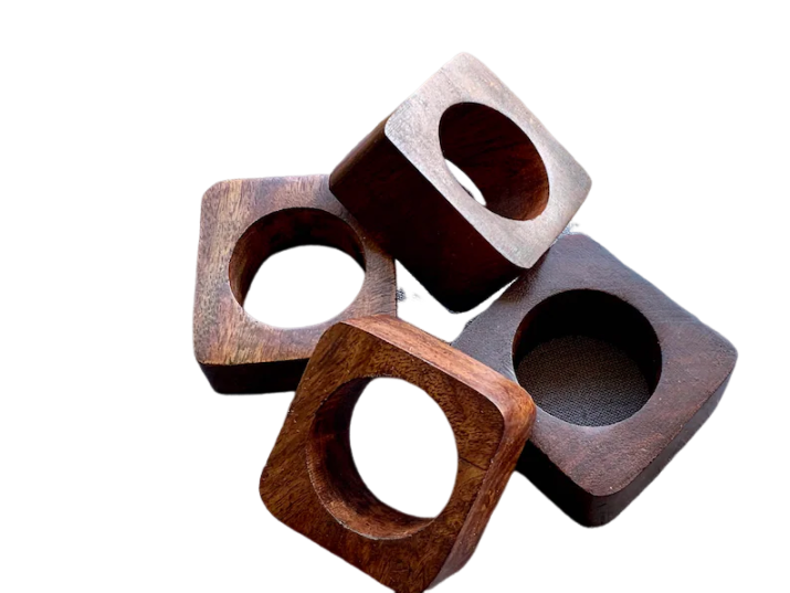 Natural Touch Wooden Napkin Ring Set of 4 - Handcrafted Rustic Table Decor, Perfect for Elegant Dining & Special Occasions, Adds Charm to Any Table Setting with Unique, Eco-Friendly Wooden Design