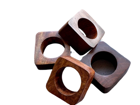 Natural Touch Wooden Napkin Ring Set of 4 - Handcrafted Rustic Table Decor, Perfect for Elegant Dining & Special Occasions, Adds Charm to Any Table Setting with Unique, Eco-Friendly Wooden Design