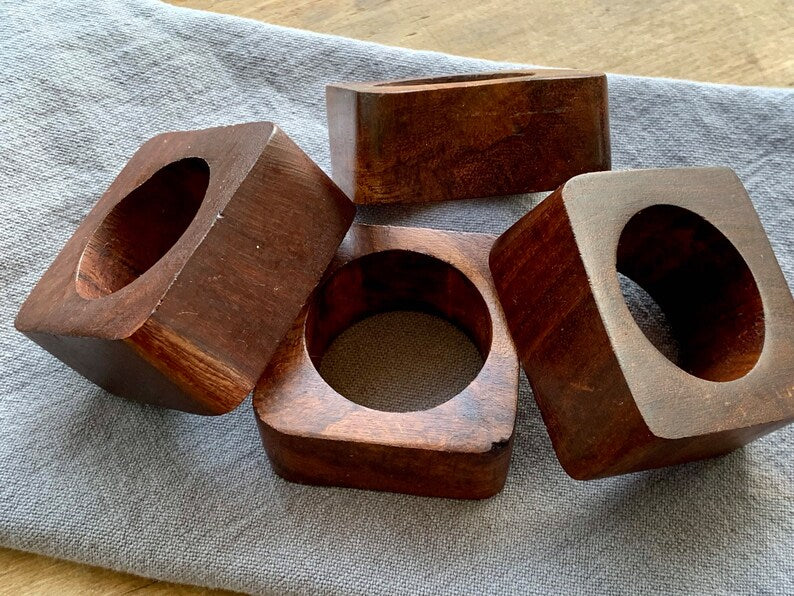 Natural Touch Wooden Napkin Ring Set of 4 - Handcrafted Rustic Table Decor, Perfect for Elegant Dining & Special Occasions, Adds Charm to Any Table Setting with Unique, Eco-Friendly Wooden Design
