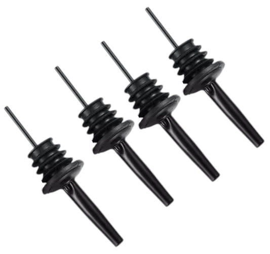 Premium Black Oil & Wine Pourer Set of 4 - Metal, Sustainable, Fits Most Bottles - Stainless, Rose Gold, Gold - With Metal Cap for Dust & Bug Protection