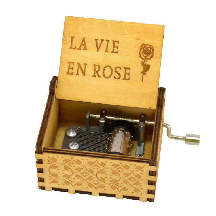 La Vie En Rose Theme Wooden music box 65*51*42mm