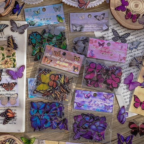 Cute Kawaii the world of butterflies Stickers pet journal decorative DIY stickers