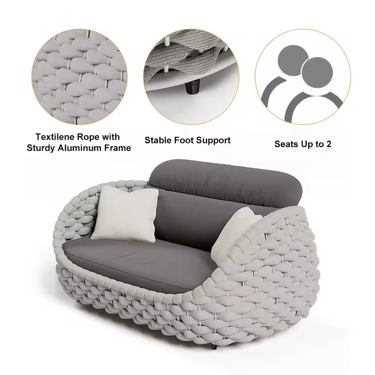 Patio Outdoor Rattan Furniture Set - Curl Rattan Sofa & Leisure Lounge Chair - Stylish Garden Seating for Relaxing and Entertaining