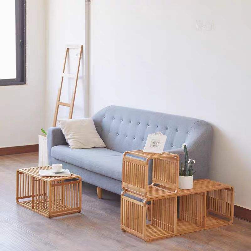 Bamboo multilayer radian storage shelf Household desktop shelf Multi functional flower shelf storage shelf