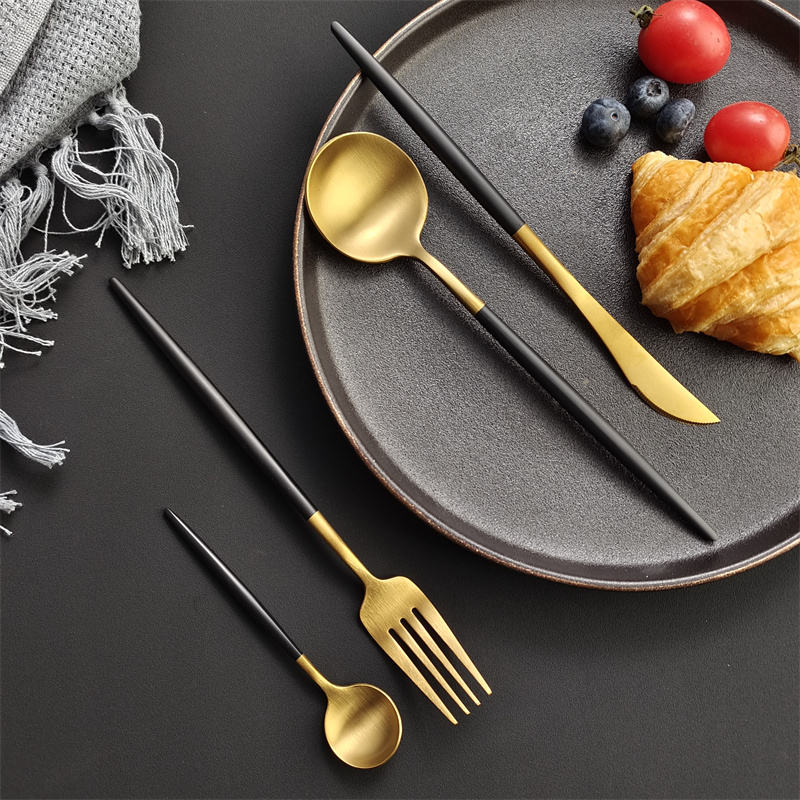 Portugal-Gold & Black Cutlery Set