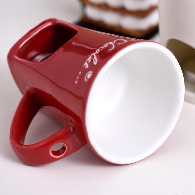 White chocolate warmer ceramic cheese chocolate fondue set