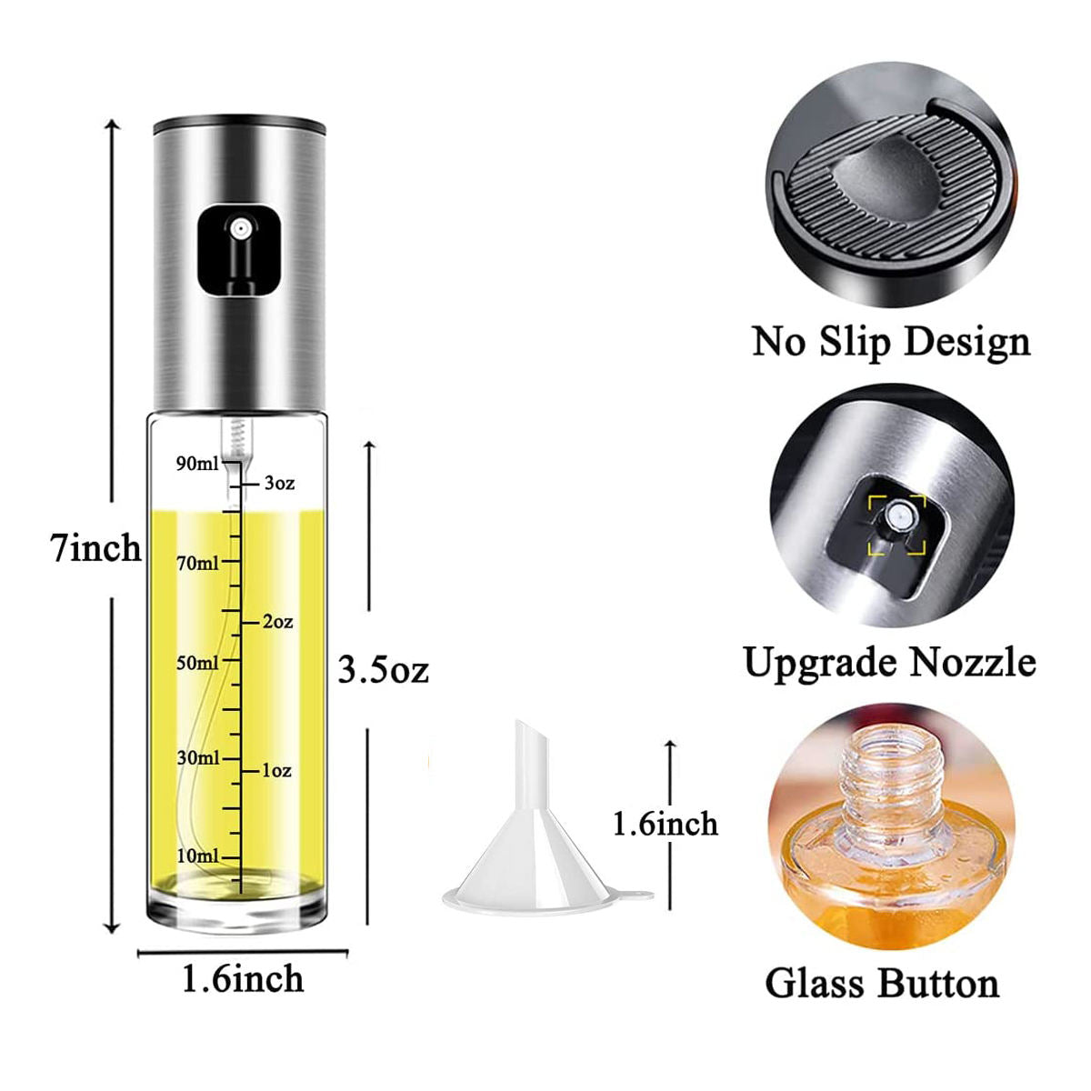 QZQ Manufacturer Baking Cooking BBQ Stainless Steel Food Glass Bottle Brush Funnel Silicone Sweep Kitchen Tool Set Oil SprayerPopular