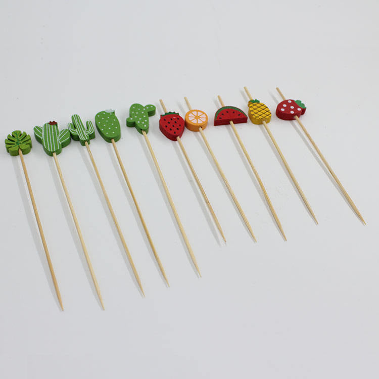 Eco-friendly Fruit Bamboo Skewer Disposable Cocktail Pick