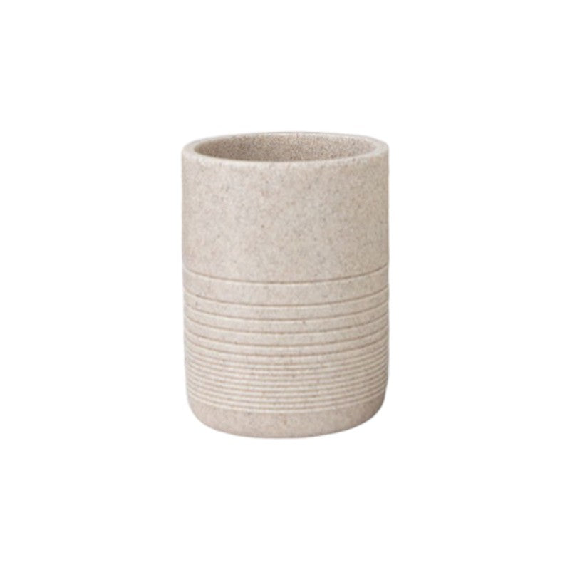 Earthly EleganceSandstone resin toothbrush holder beige