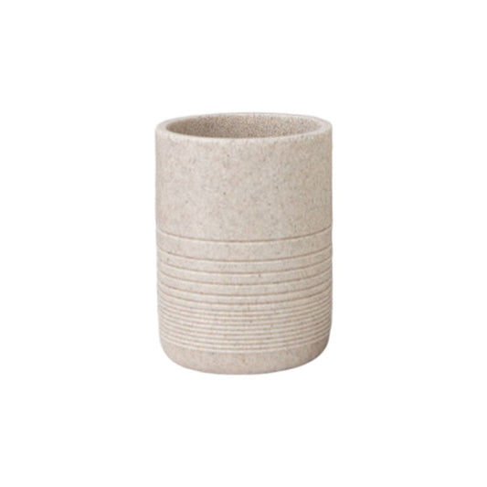 Earthly EleganceSandstone resin toothbrush holder beige