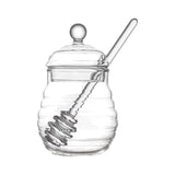 Glass Honey Jar with Dipper - Elegant and Practical Honey Storage - Made of Clear Glass for Easy Viewing - Includes a Wooden Dipper for Convenient and Mess-Free Serving - Ideal for Kitchen or Dining Table Use