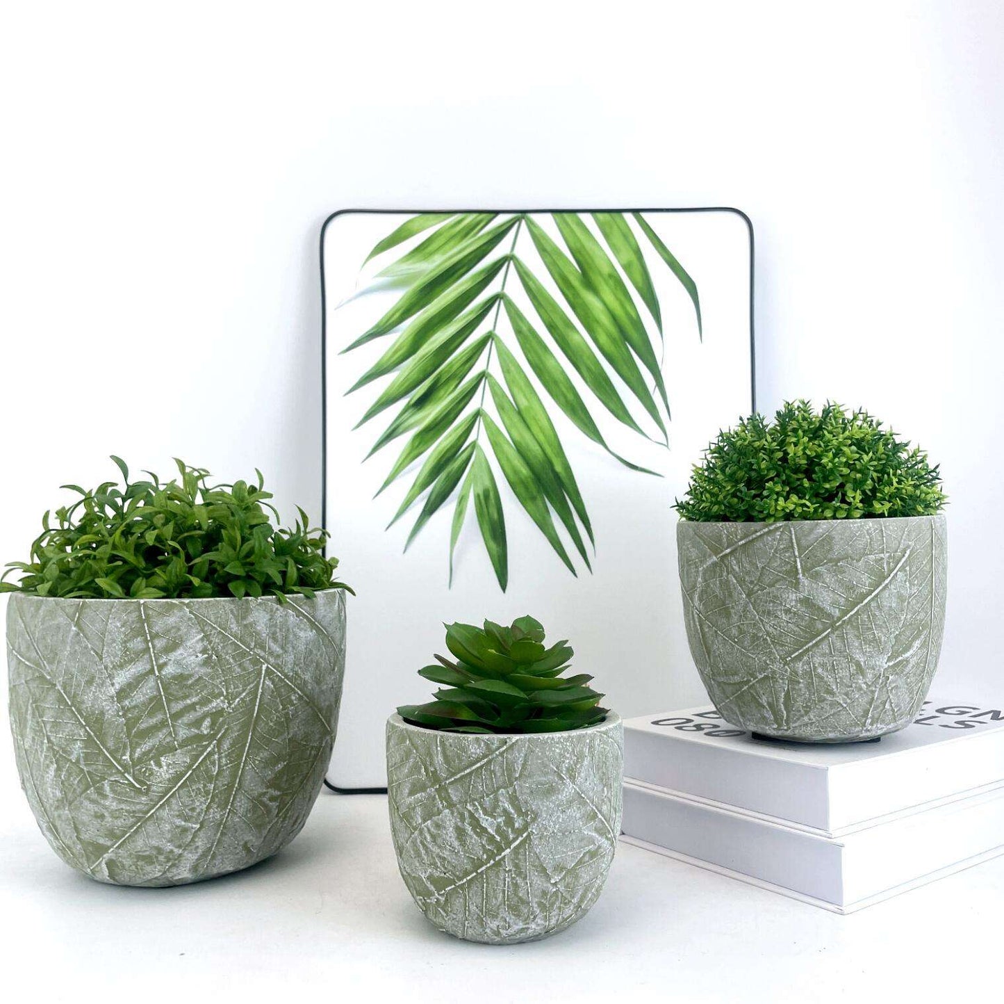 Large Cement Flowerpot - Nordic Design Style, Eco-Friendly, Round Shape, 17x17x14 CM