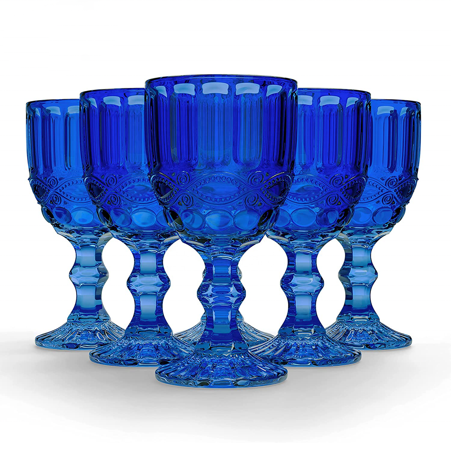 300ml Gray Victorian Vintage Wine Glass Set of 6 - Elegant Glassware for Wine and Drinks
