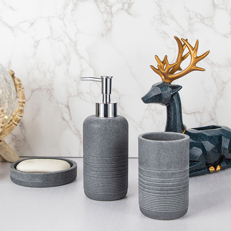Sandstone natural resin tray soap dispenser