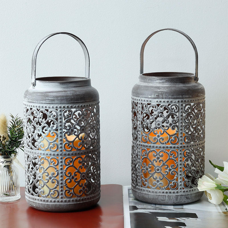 Vintage Metal Candle Holder Hanging Decorative Mason Jar Lantern for Outdoor Patio Wedding Holiday Party