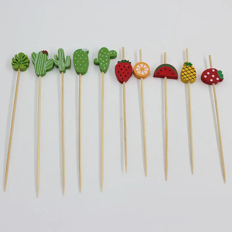 Eco-friendly Fruit Bamboo Skewer Disposable Cocktail Pick
