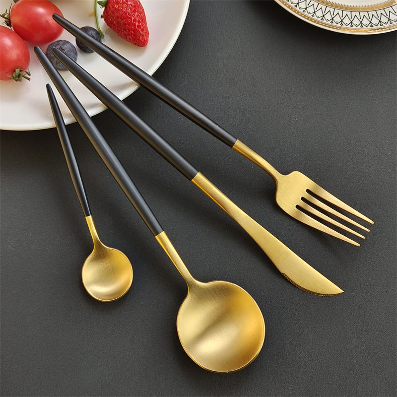 Portugal-Gold & Black Cutlery Set