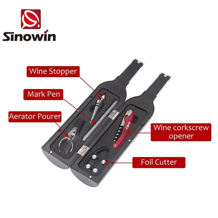 5 piece wine bottle shaped accessories gift set