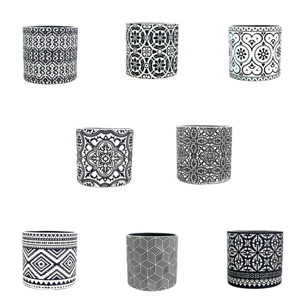 Black Fringe Ceramic Flowerpot - Modern Design Style, Eco-Friendly, Round Shape, 13.5x13.5x12.5 CM