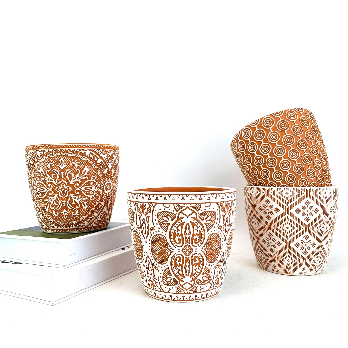 Orange Vine Ceramic Flowerpot - Modern Design Style, Tabletop Vase, Eco-Friendly, 13.5x13.5x12.5cm