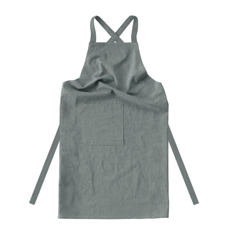 Retro Styling kitchen Cafe Cooking Apron Adjustable Cotton linen Cross Back Japanese Apron