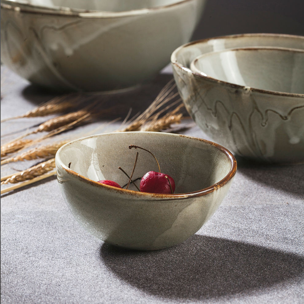 Japandi grey china Eco friendly dinnerware ceramic porcelain spoon