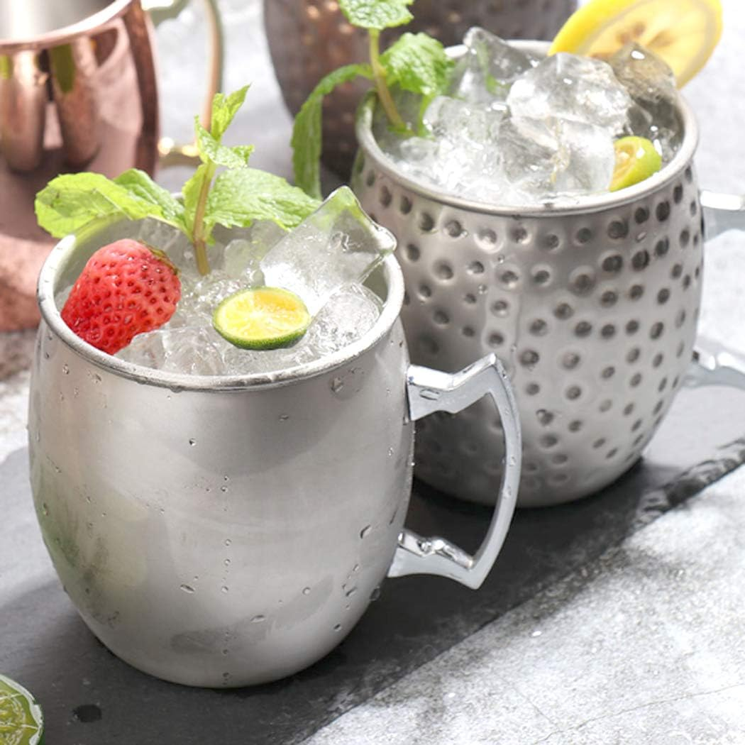 Moscow Mule Barrell Copper Plated Cups Silver Hammered 500ml