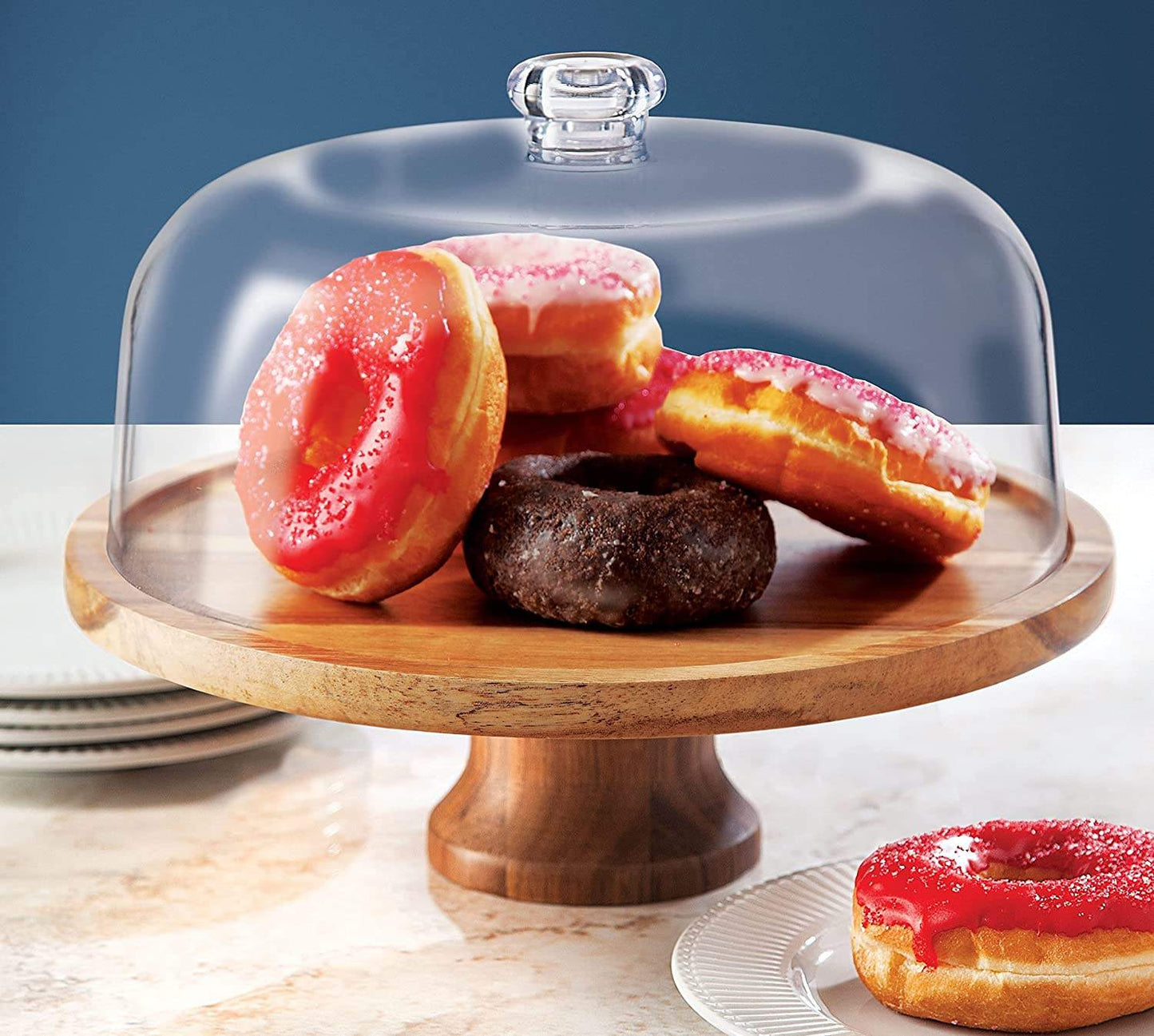 Cake Stand Cake Plate Server Platter, Acacia Wood