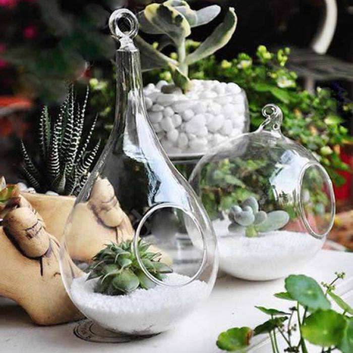 glass hanging plant ornament 9x18 cm