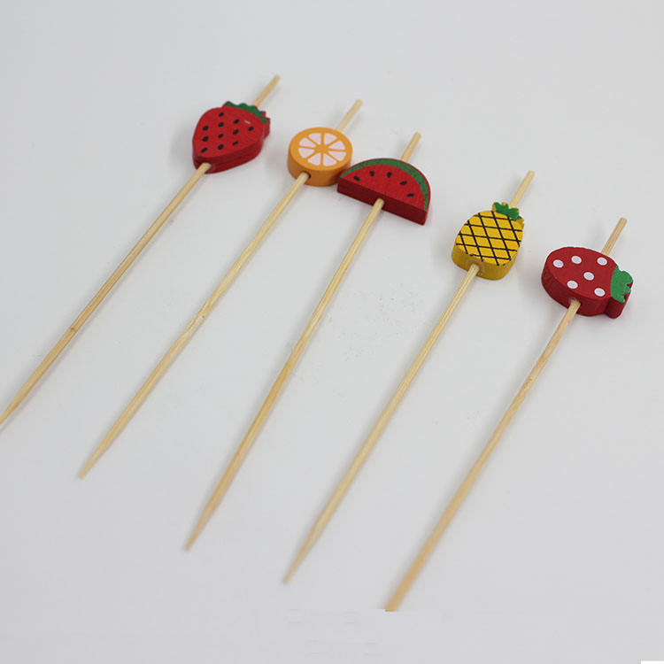 Eco-friendly Fruit Bamboo Skewer Disposable Cocktail Pick