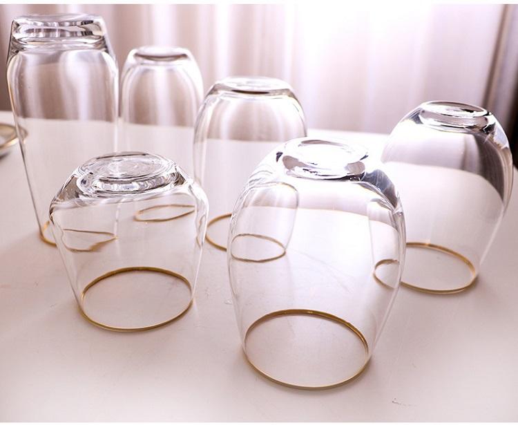 Egg-shaped cup #2 cup with gold rim Sparkling elegance Wholesale crystal stemless water juice glass