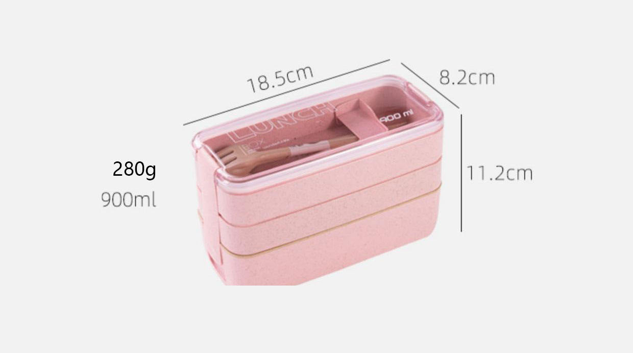 3 layers lunch box Pink
