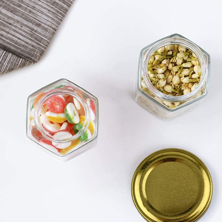 85ml Hexagonal Empty Clear Glass Canning Jar Storage Pickle Jam Jelly Container Honey Bottle