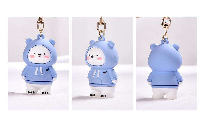 Cartoon cute 3D bear keychain soft rubber bag accessories charms phone charms