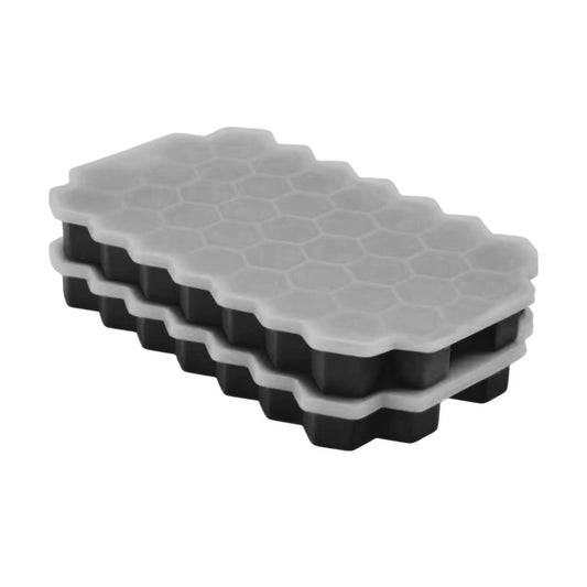 Custom Eco-friendly 37 grids round silicone ice cube tray mold with lid ice ball Maker Black