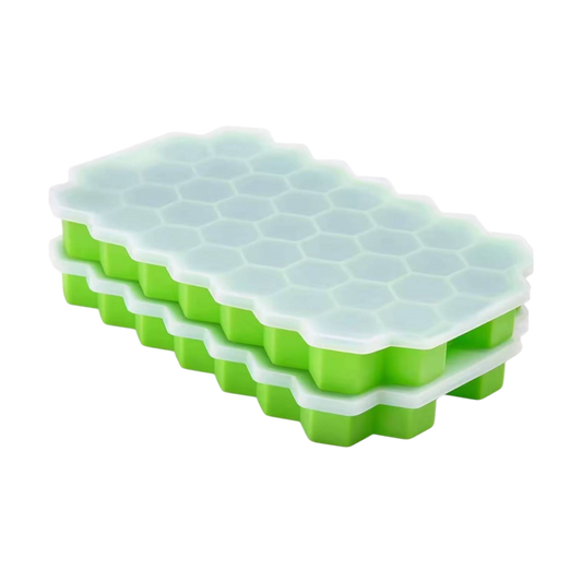 Custom Eco-friendly 37 grids round silicone ice cube tray mold with lid ice ball Maker Green
