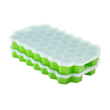 Custom Eco-friendly 37 grids round silicone ice cube tray mold with lid ice ball Maker Green