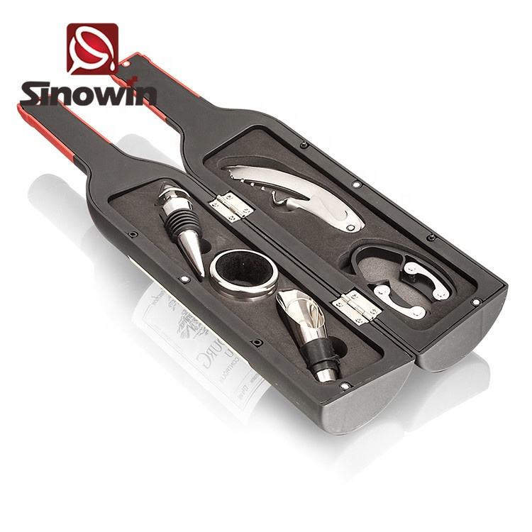 5 piece wine bottle shaped accessories gift set