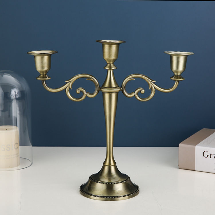 Gold Metal Candle Holder Set of 3 ( 23cm;28cm;33cm High)