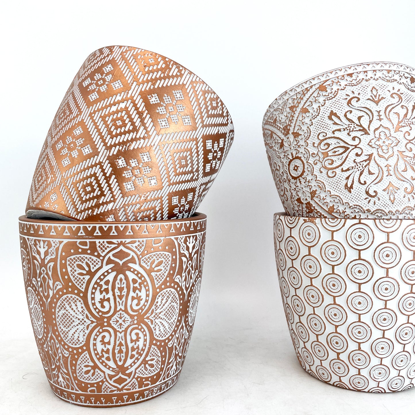GOLD GEOMETRY CERAMIC FLOWERPOT