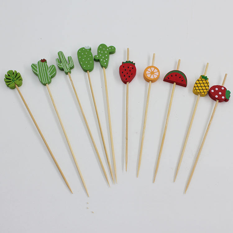 Eco-friendly Fruit Bamboo Skewer Disposable Cocktail Pick