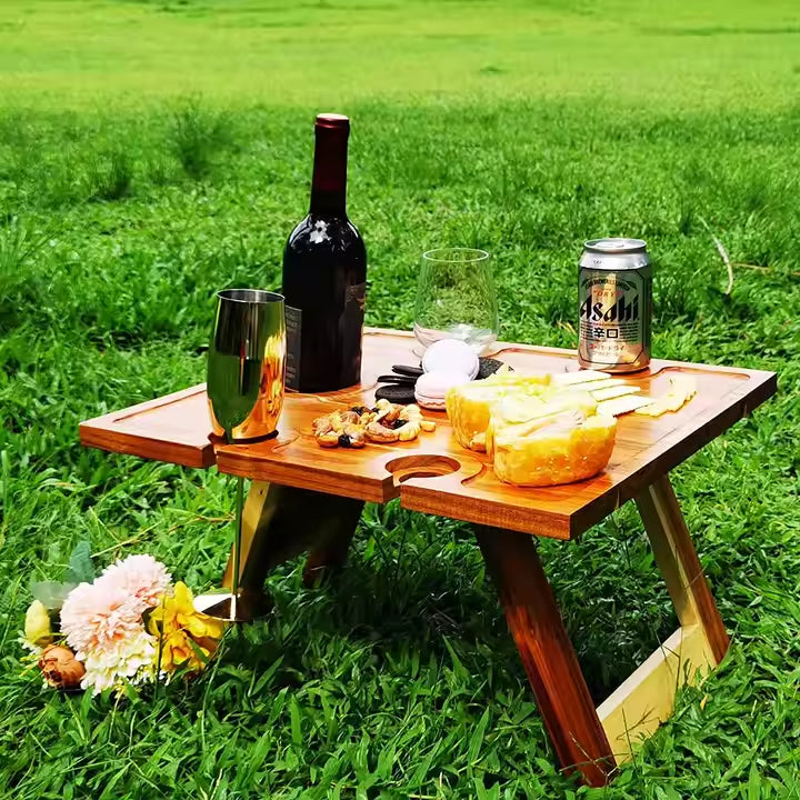 Outdoor Camping Portable Folding Shelf - Multi-Function Solid Wood Rack for Picnic, Balcony, and Self-Driving Tours - Space-Saving, Durable, and Perfect for Flower Display or Storage