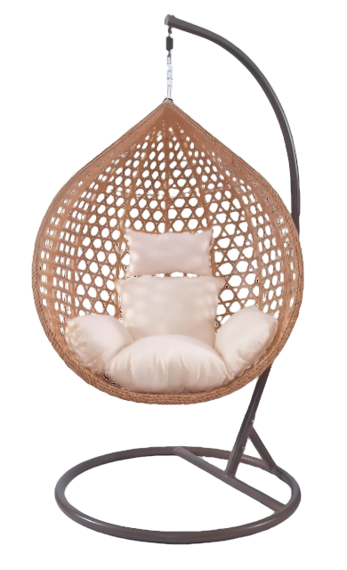 Folding Egg Chair - Rattan Wicker Garden Hammock - Patio Outdoor Swing with Metal Stand - Comfortable Hanging Lounge Chair for Relaxation and Outdoor Living